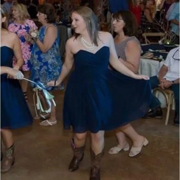 Alfred Angelo Strapless Navy Cocktail Dress - Picture 5 of 6